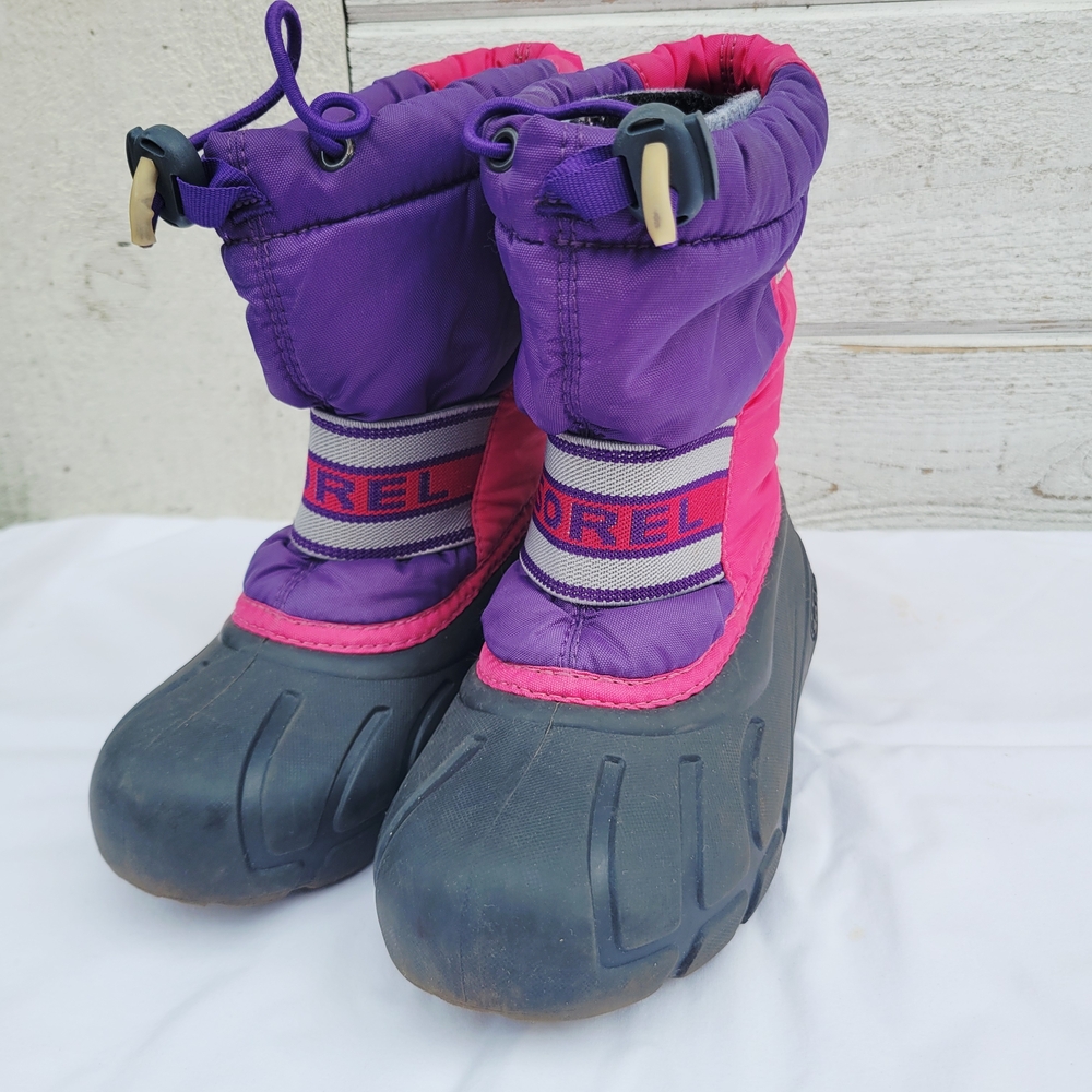 Sorel Girl's Purple and Pink Winter Snow Boots - size 12